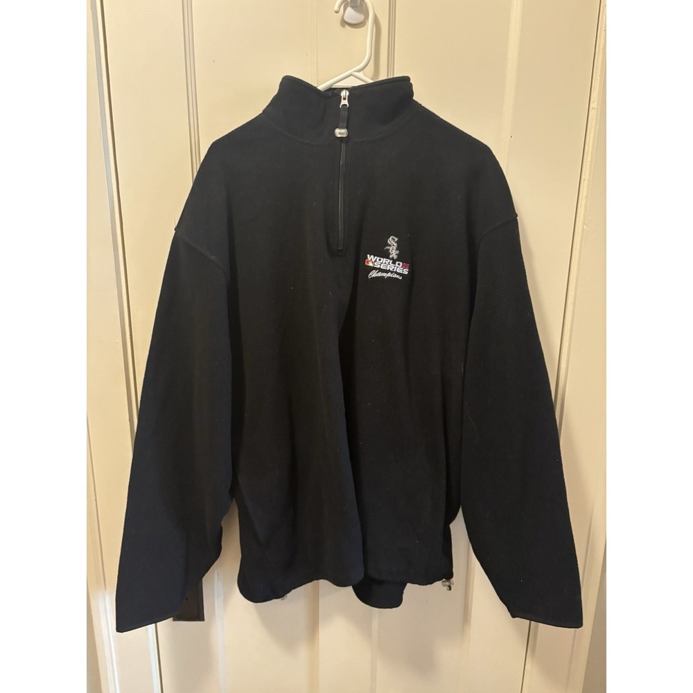 Chicago White Sox World Series Champions Fleece Q Zip Black Embroidered XL